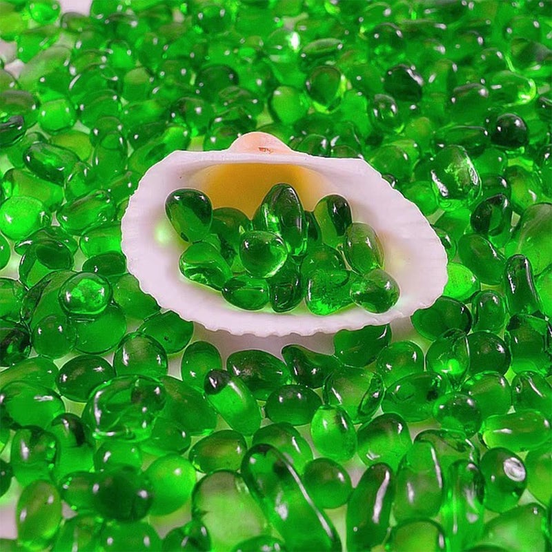 SEEKUP 1 Lb (460 g) Green Sea Glass Stones Irregular Rainbow Glass Pebble Decorative Rock Quartz Tumbled Gemstone Chips for Aquarium Decoration/Vase Filler/Jewelry Making/Handwork Craft/Gems Display - Image 5